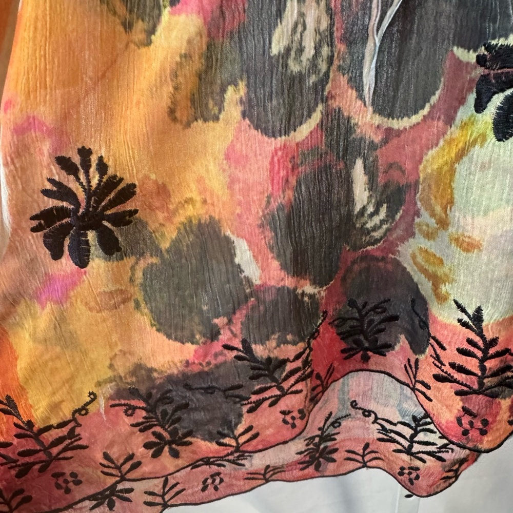 Mushka By Sienna Rose Floral Print Embroidered Sheer Lightweight‎ Blouse Sz M - Picture 7 of 11